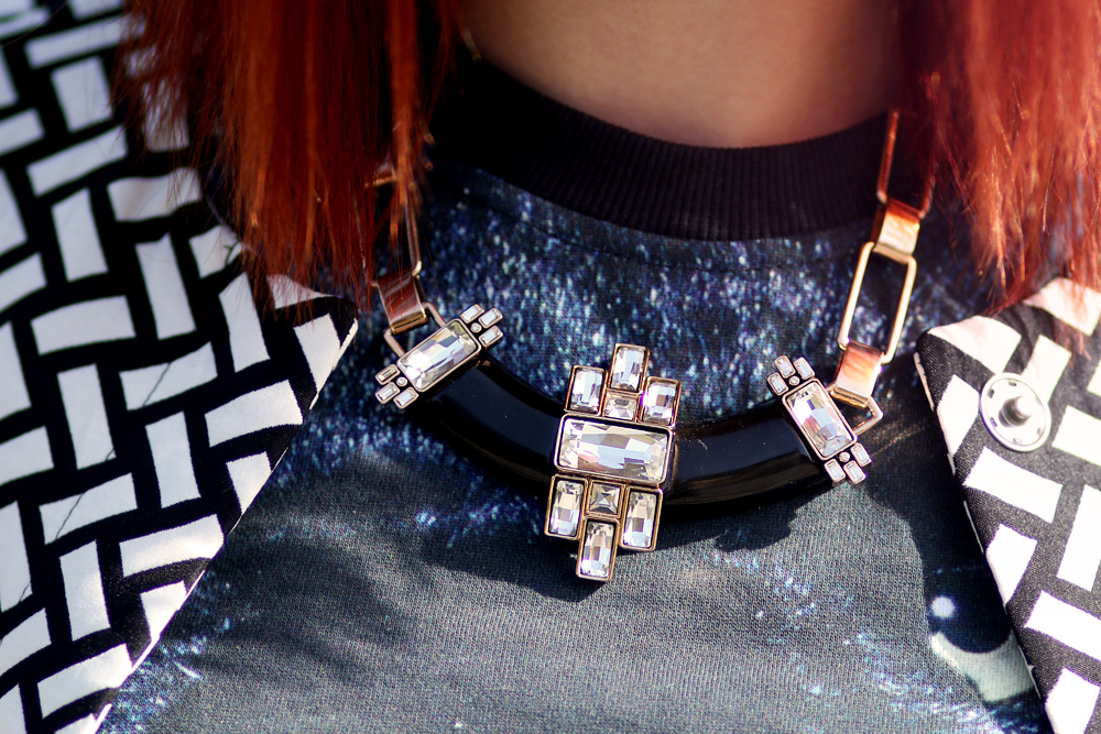 Masha Sedgwick grafik trend muster jacke grafisches schwarz weiss blazer chanel urban cool outfit mode blogger blog berlin 2014 inspiration