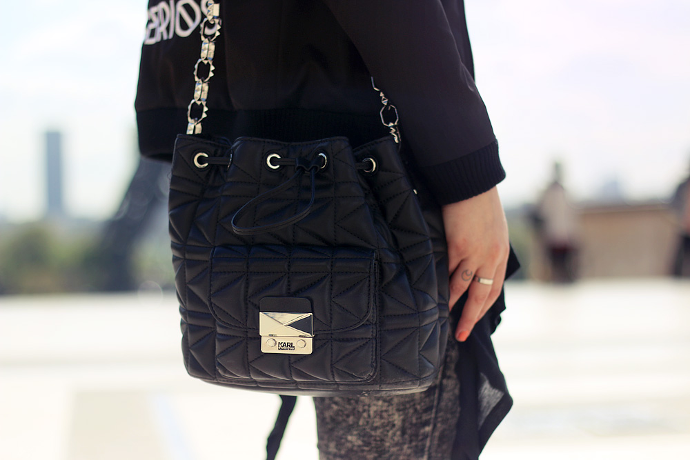 Masha Sedgwick Paris trip outfit fashion blogger comptoir des cotonniers miliv karl lagerfeld kuilted street style spring 2014 trend black edgy