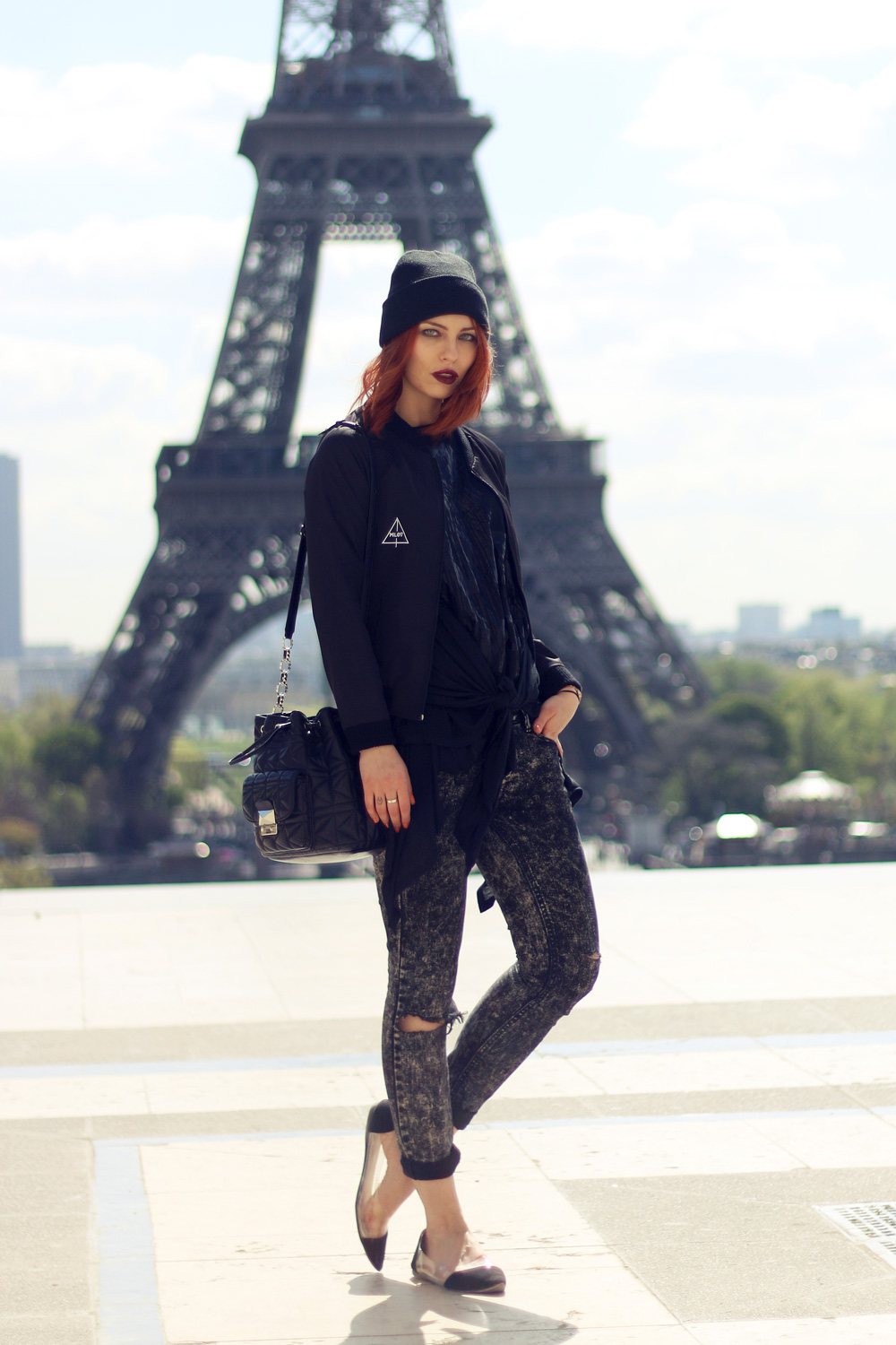 Masha Sedgwick Paris trip outfit fashion blogger comptoir des cotonniers miliv karl lagerfeld kuilted street style spring 2014 trend black edgy