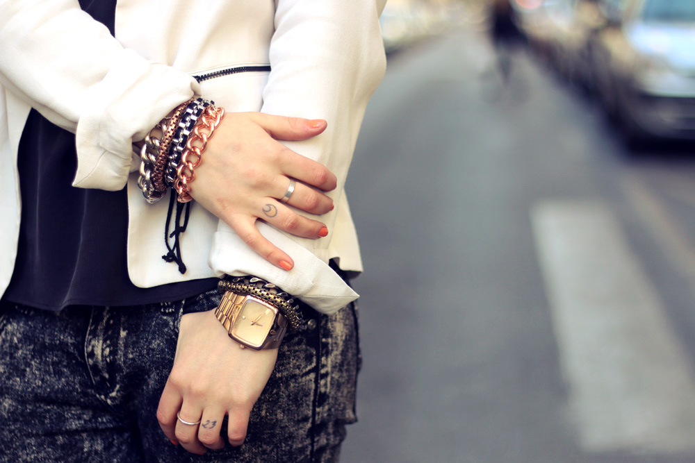 Masha Sedgwick Paris street style mode fashion blogger outfit 2014 eiffel shooting location comptoir des cotonniers karl lagerfeld net a porter bag grunge classy elegant white blazer rock glamourous business