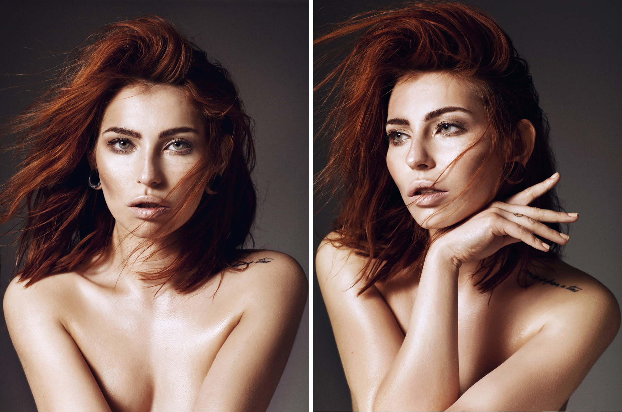 Masha Sedgwick photo shooting 2014 bronze wet hair red lips red hair fashion vogue beauty make up editorial