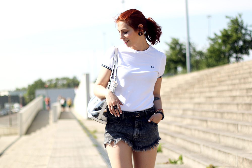 Masha Sedgwick white basic shirt fred perry tshirt summer outfit 2014 fashion blogger street style