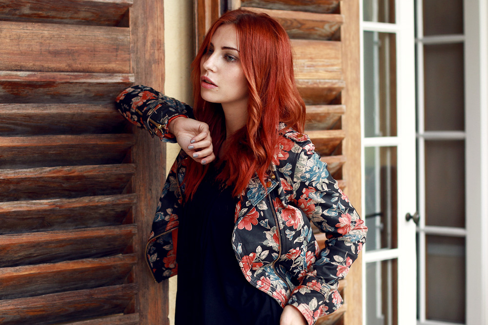 zalando summer house outfit flower print leather jacket grunge black ralph lauren dr.denim asos