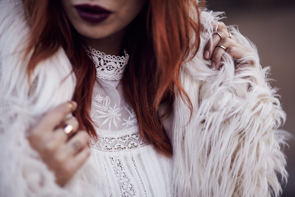 masha sedgwick fake fur coat white street style winter berlin grunge