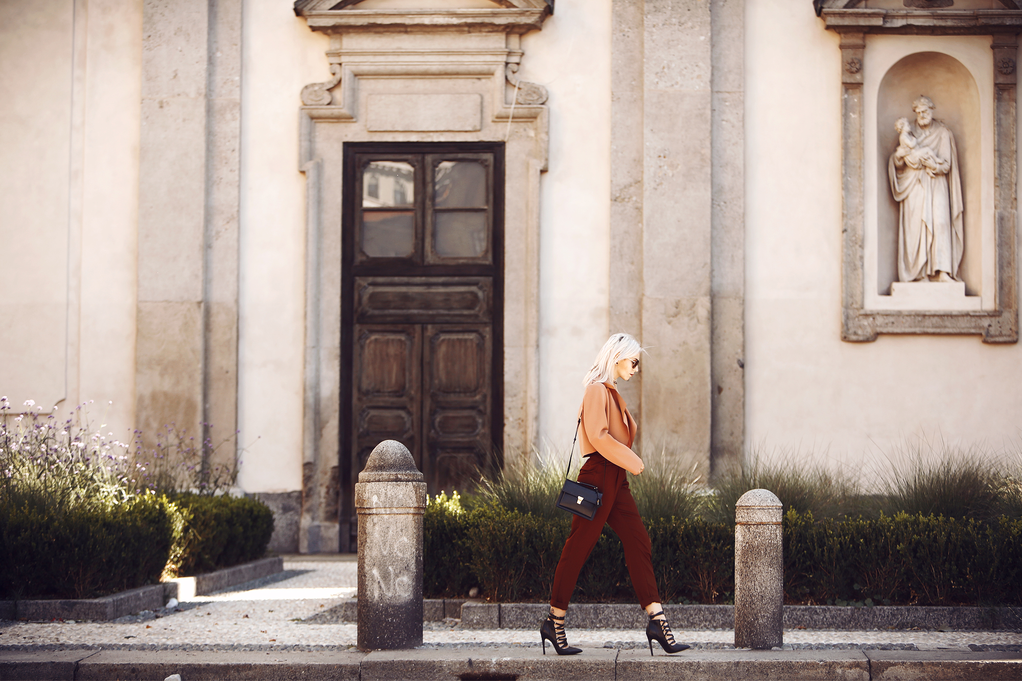 street style from Milan | via Masha Sedgwick | wearing By Malene Birger, Saint Laurent and Zara