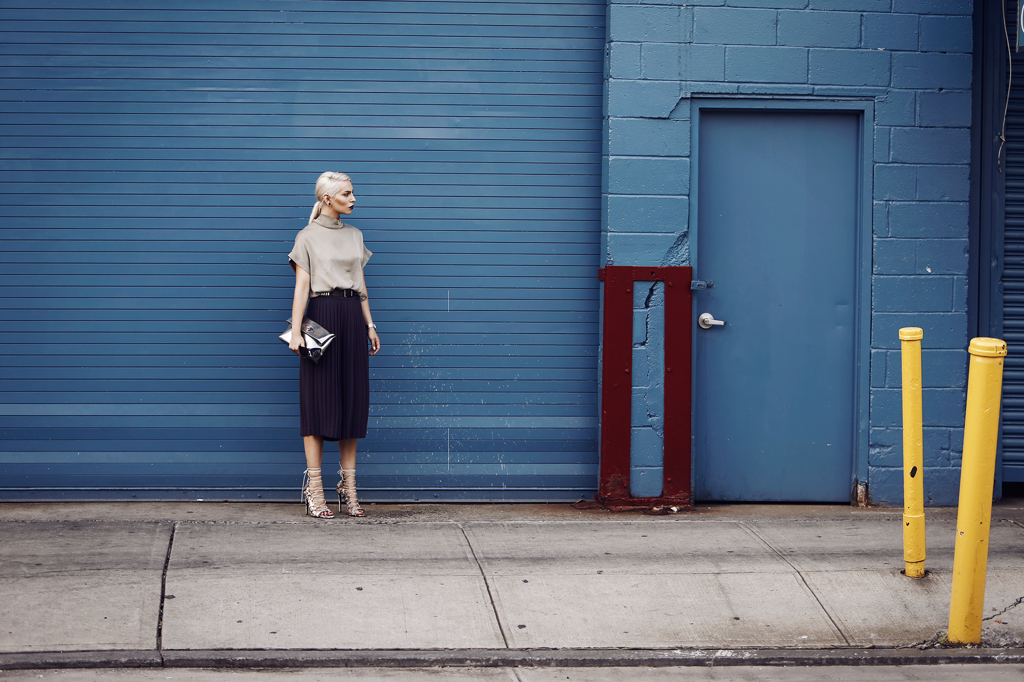 My first outfit from NYFW | street style from New York via Masha Sedgwick | featured brands: Joseph (culotte), By Marlene Birger (shirt), Mulberry (bag) & Fendi (sunnies)