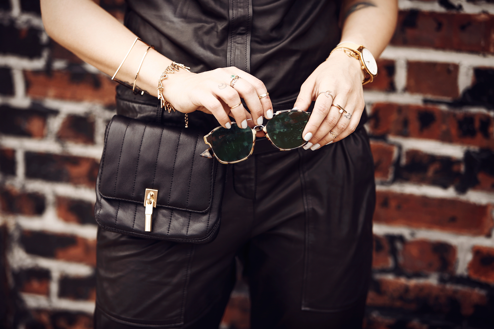 #NYFW - the leather jumpsuit | my street style from New York | Masha Sedgwick is wearing a leather jumpsuit, a belt bag and sunnies from Dior