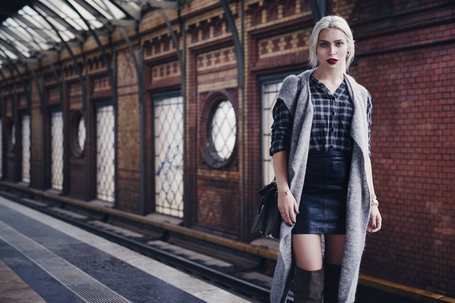 View more details on my blog | via Masha Sedgwick | wearing green overknee boots, checked shirt, wool vest | fall outfit | street style from Berlin