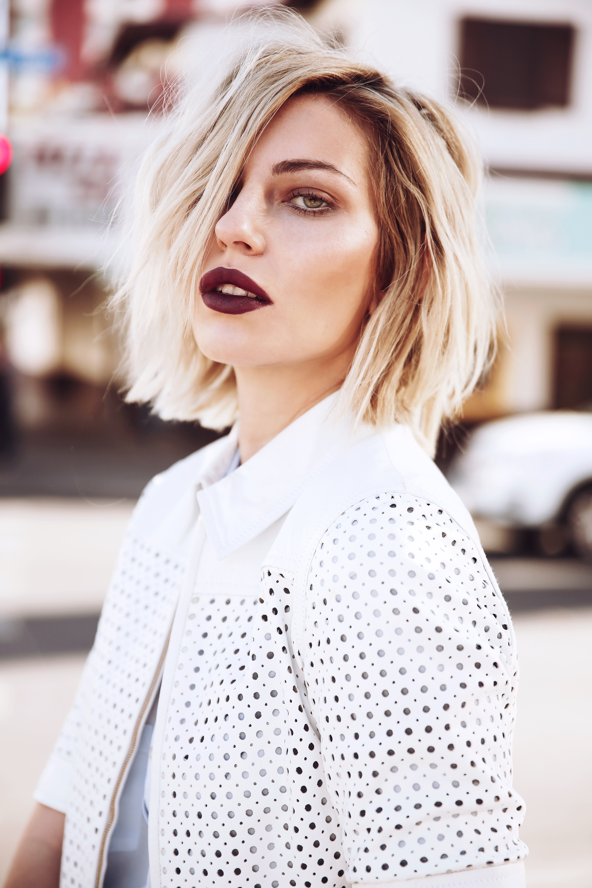 Wedding in Las Vegas | view more pictures on my blog | white leather two piece | Escada | fashion editorial shooting | blogger | style