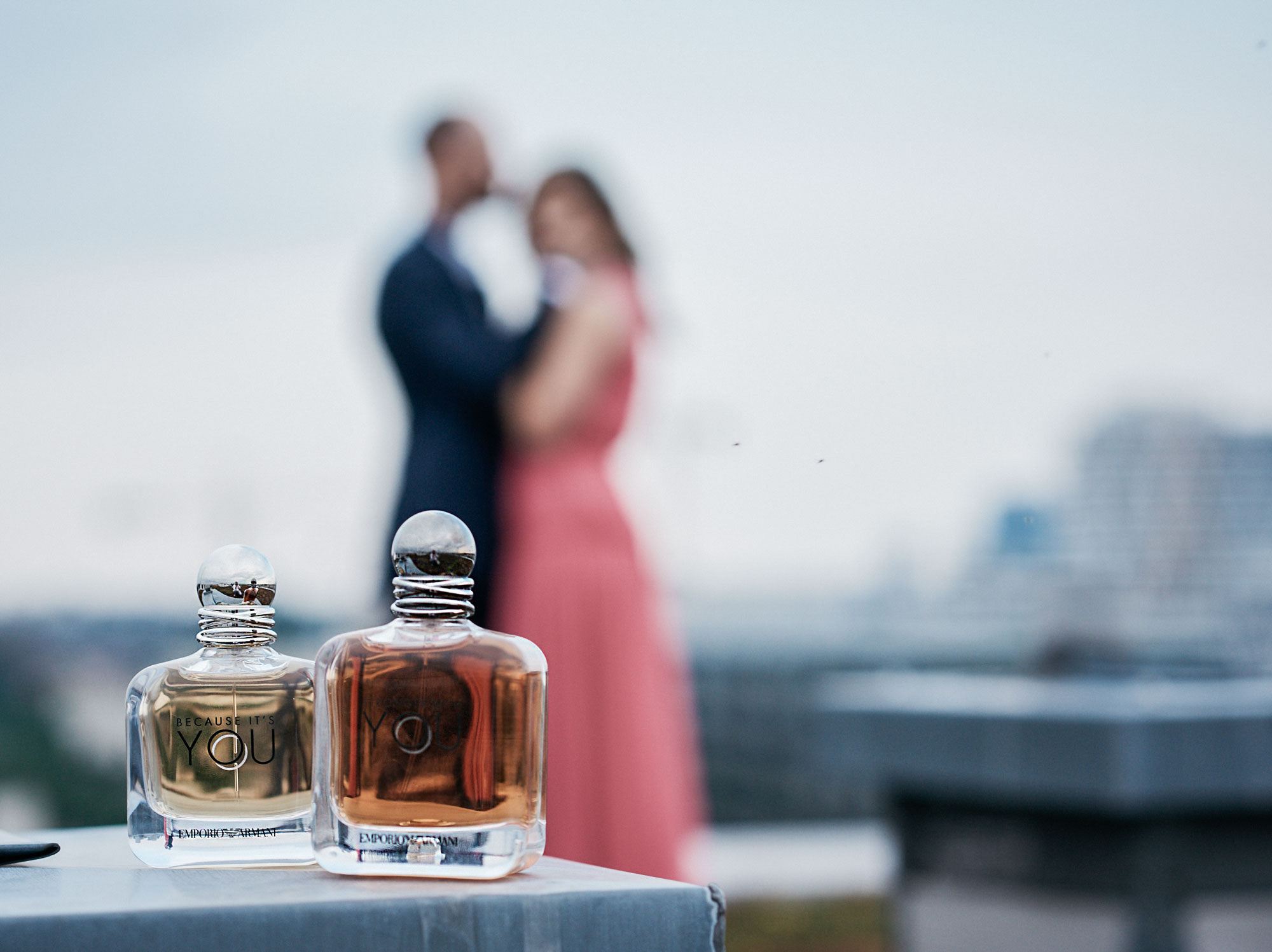 Masha Sedgwick with boyfriend Swen Losinsky in Berlin | Blogger Editorial Shooting for the new Armani fragrance 'Stronger with you' and 'because it's you' | Location: industrial rooftop in Berlin when the sun goes down | personal thoughts about the issue 'what's the secret of a good relationship?' | style: evening dresses, love, couplegoals, couple, Tattoo