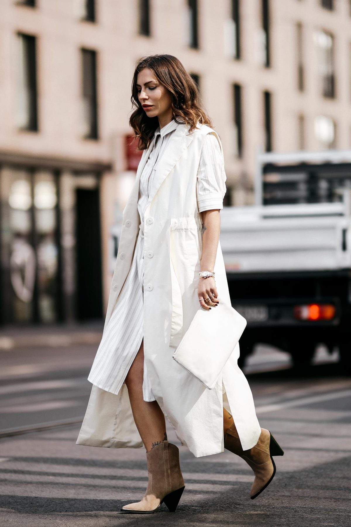 All White Dress Layering