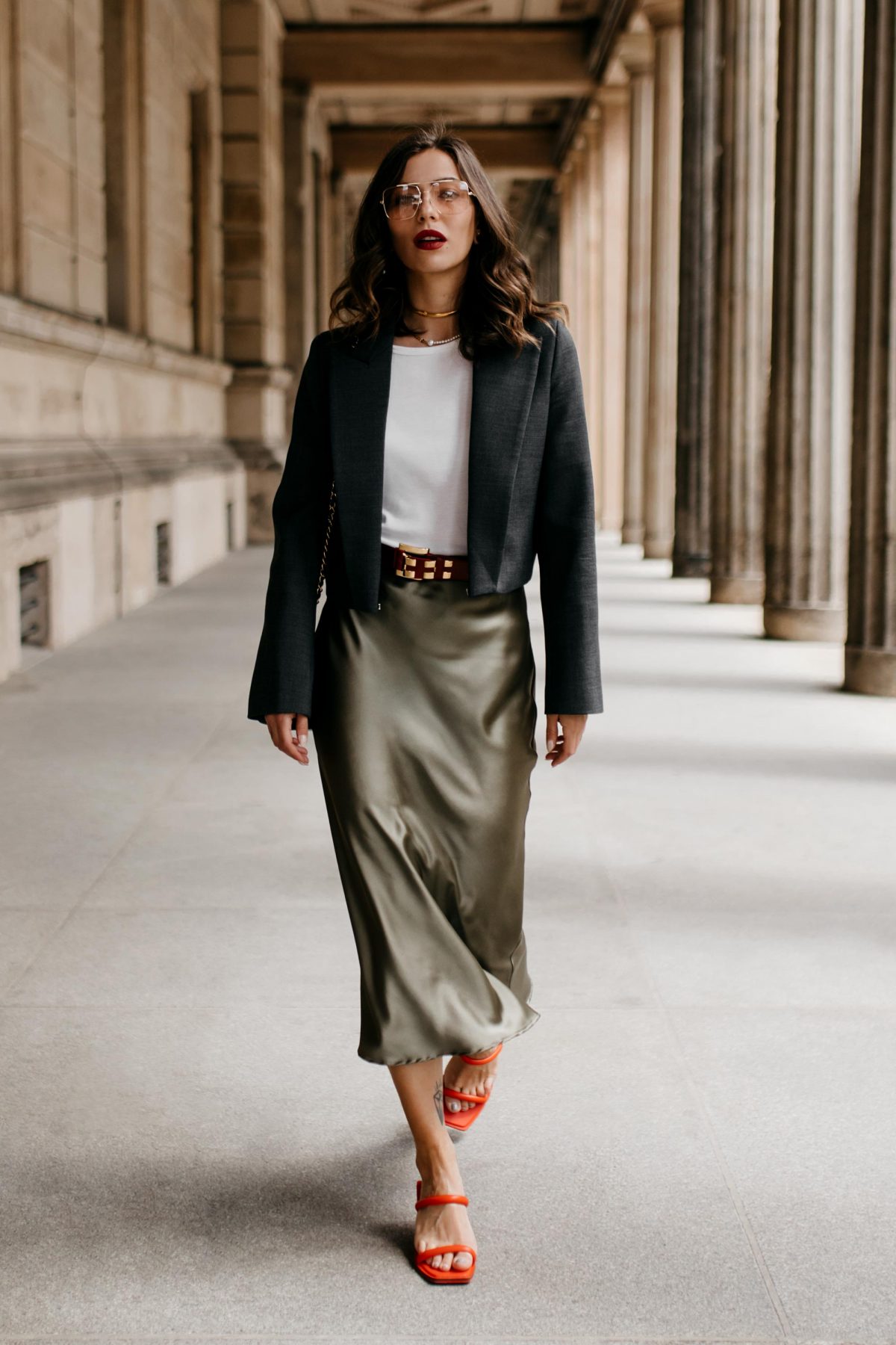The Midi Satin Skirt
