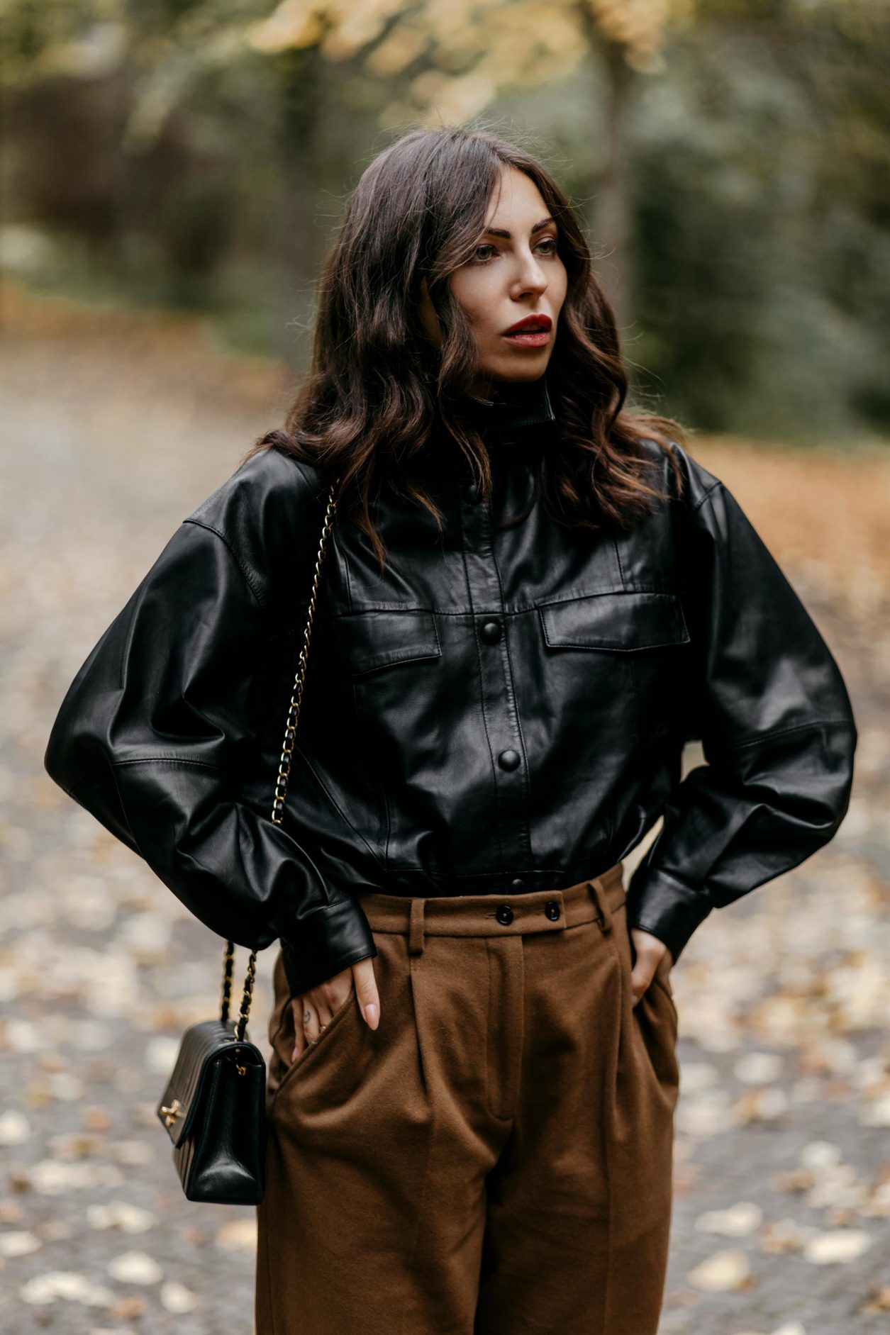 Fashion Blogger Masha Sedgwick | Fall outfit inspiration wearing animal printed zebra Coat: Lala Berlin
Rollneck: Set
Faux Leather Blouse: Gestuz
Pants: Joseph (alt)
Loafer: Maison Margiela
Streetstyle Photographer Tonya Matyu